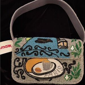 Viral PARIS beaded Silver and Blue handbag